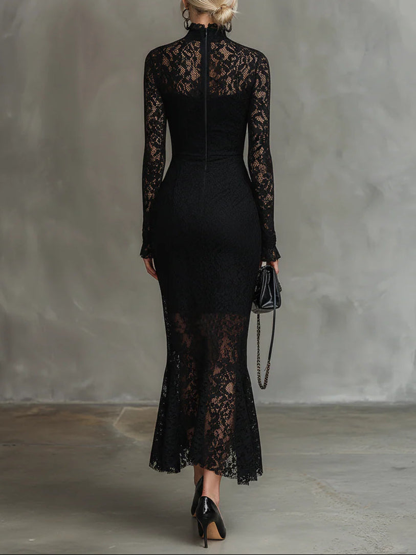 Jeanne | Robe Maxi Élegante en Dentelle à Queue de Poisson