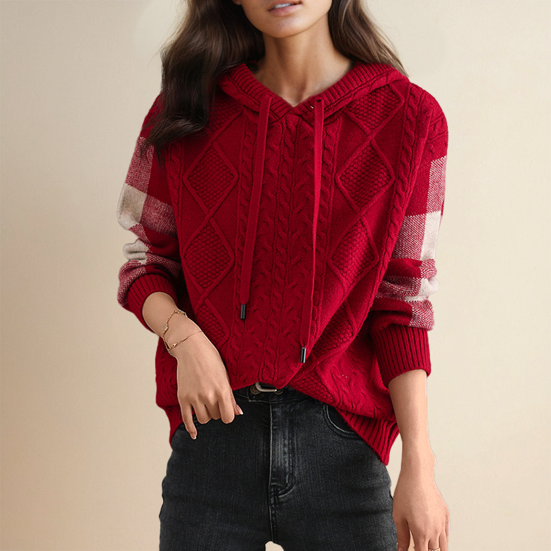 Julie | Pull à Capuche en Tricot Cable